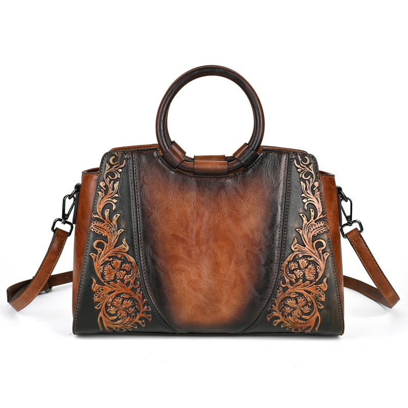 Spot 2025 Spring New Retro Luggage Leather Goods Flower Pu Small Square Bag Pattern Women'S Shoulder Bag - Image 1
