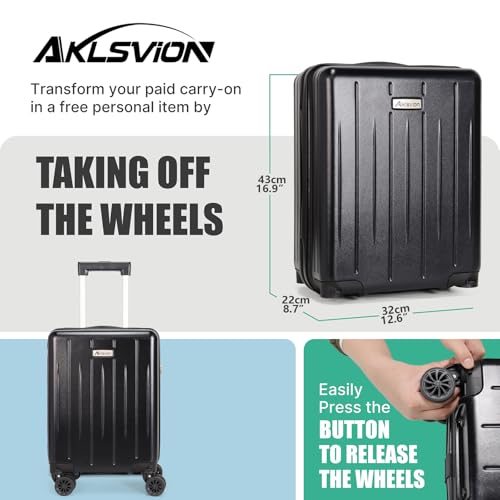 Aklsvion 18-inch Carry-on Boarding Luggage: Equipped with Movable Wheels, TSA Approved,Under the Seat, Hard Shell Construction, Lightweight Bag with Essential Accessories (Jet Black) - Image 4