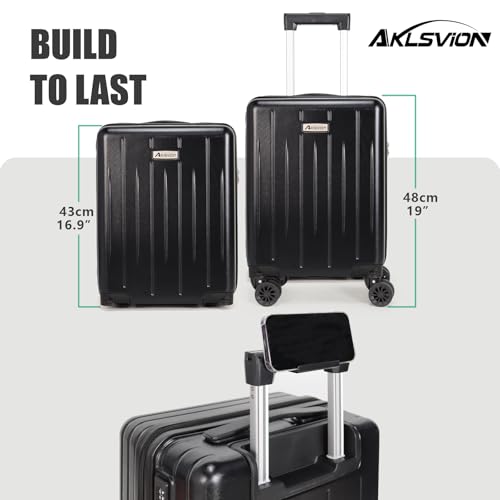 Aklsvion 18-inch Carry-on Boarding Luggage: Equipped with Movable Wheels, TSA Approved,Under the Seat, Hard Shell Construction, Lightweight Bag with Essential Accessories (Jet Black) - Image 3
