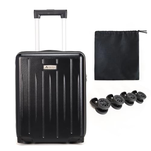 Aklsvion 18-inch Carry-on Boarding Luggage: Equipped with Movable Wheels, TSA Approved,Under the Seat, Hard Shell Construction, Lightweight Bag with Essential Accessories (Jet Black) - Image 1