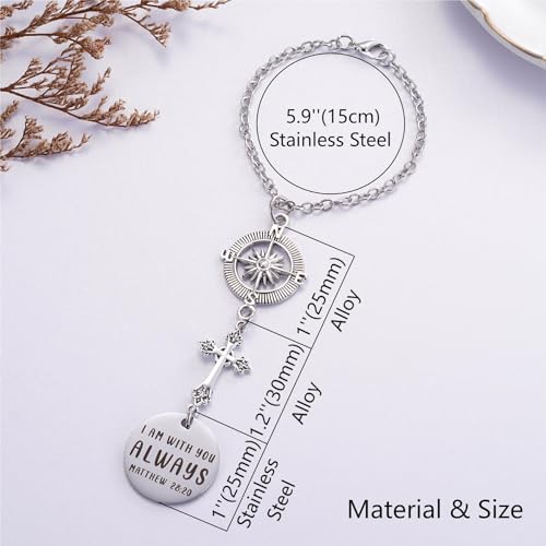 Ralukiia Cross Car Charm - 'I Am With You Always' Matthew 28:20 - Rear View Mirror Religious Gift for Women - Easter, Christian, Protection - Image 4