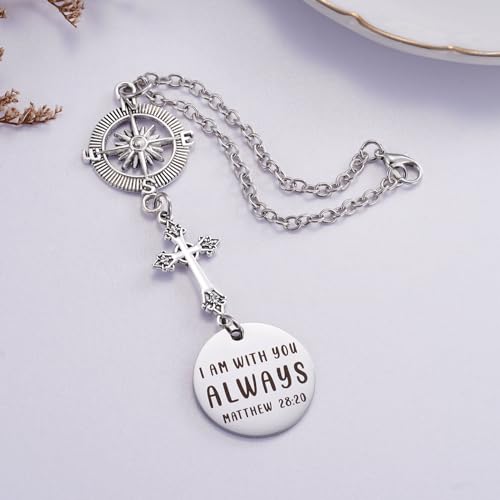 Ralukiia Cross Car Charm - 'I Am With You Always' Matthew 28:20 - Rear View Mirror Religious Gift for Women - Easter, Christian, Protection - Image 5