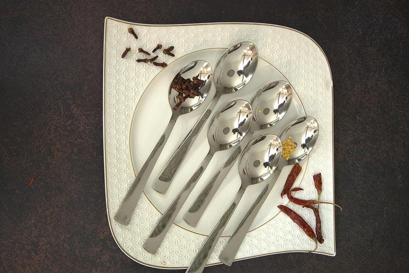 Parage 6 Pieces Stainless Steel Spoons Set, Dinner Spoon Length 16cm, Food Grade Silverware for Home & Kitchen- Mirror Polished, 6 Silver Spoons - Image 5