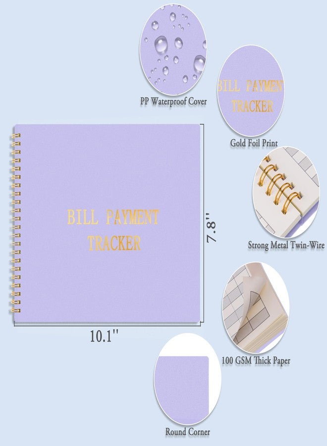 HAUTOCO Bill Tracker Notebook Monthly Bill Payment Tracker for Personal Budgeting Home Financial with 2 Storage Pocket, Payments Checklist Organizer Bill Planner 10.1 x 7.8'', Purple - Image 3