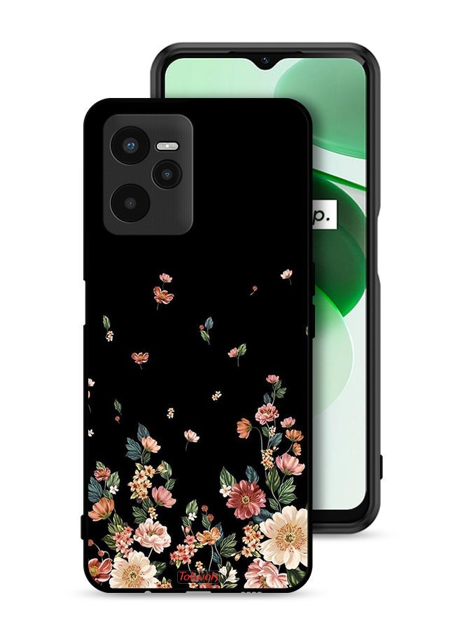 Tolwak غطاء حماية لهاتف Realme C35 مزين بزهور صغيرة في الأسفل - Image 1