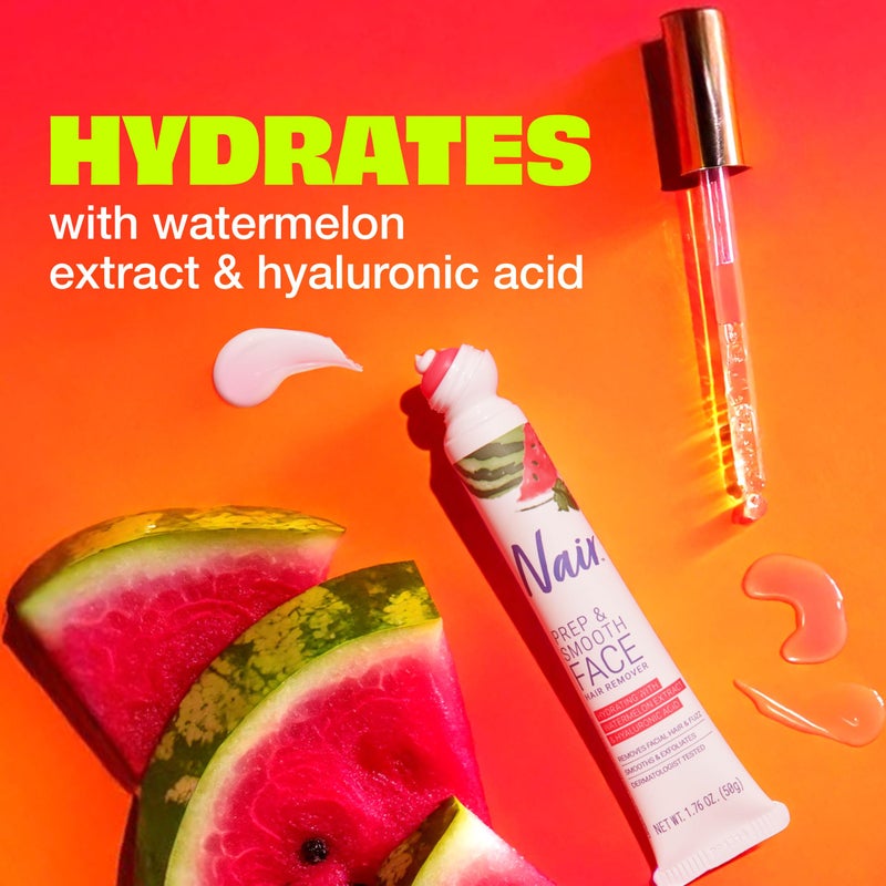 Nair كريم إزالة الشعر المقشر للوجه من NAIR - إزالة شعر فعالة لبشرة ناعمة مع حمض الهيالورونيك، 1.76 أونصة - Image 4