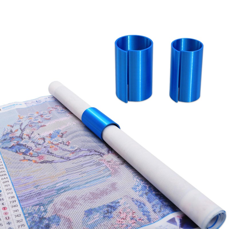 HOZOE Diamond Painting Canvas Roll Holder,Fixed Scroll Anti-Roll Bracket,Diamond Scroll Ring Storage Tool,Diamond Painting Art Accessories,3D Printing,2-Pack (Blue) - Image 1