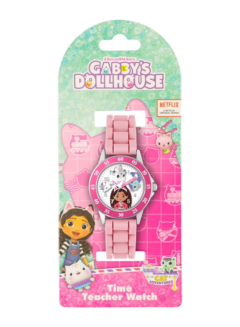 Gabby's Dollhouse ساعة غابي دولهاوس دمية غابي باللون الوردي بحزام من السيليكون للمعلم  - Image 4