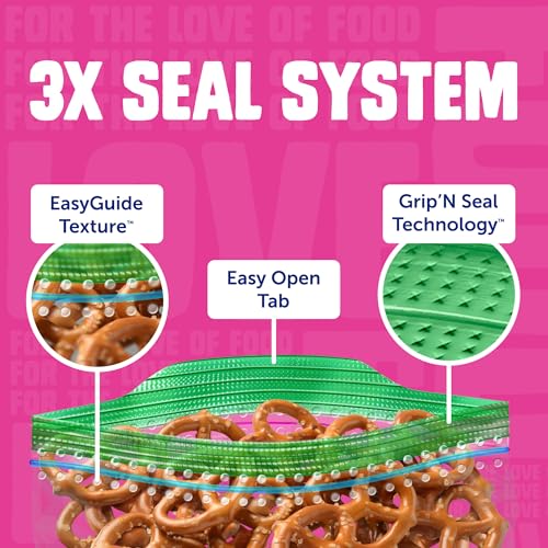 Ziploc Snack Bags with EasyGuide Texture, Small Plastic Storage Bags with Grip 'N Seal Technology, 50 Bags Total (Packaging May Vary) - Image 4