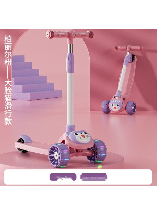Shuer - Children's Scooter Can Sit And Ride Led Light Flashing Wheel Adjustable Height Foldable Scooter Outdoor Activities For Boys Girls - Image 1