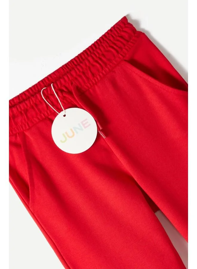 JUNE June Kids Cotton Basic Sweatpant Red