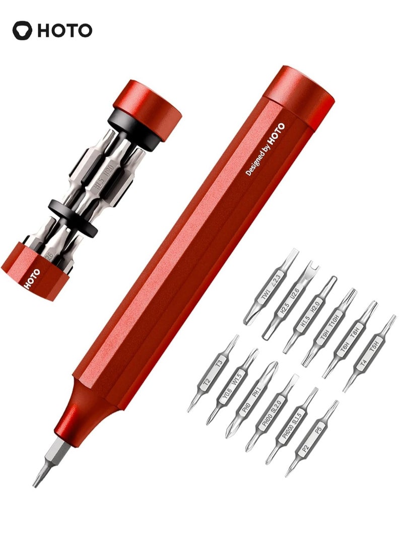 HOTO HOTO 24-in-1 Precision Screwdriver Pen Set – Red, Magnetic Manual Repair Tool with S2 Steel Bits, Aluminum Alloy Body for Electronics, Eyeglasses, Watches, Laptops – QWLSD004  - Image 1