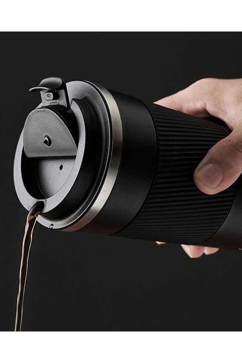 Any Morning Vacuum Insulated Coffee Mug 500ml, Double-Layer Stainless Steel, Non-Slip Silicone Grip, Leak-Proof Lid, Thermos Cup, Keeps Beverages Hot and Cold - Image 4