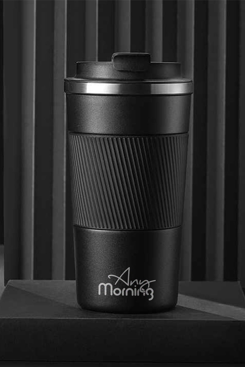 Any Morning Vacuum Insulated Coffee Mug 500ml, Double-Layer Stainless Steel, Non-Slip Silicone Grip, Leak-Proof Lid, Thermos Cup, Keeps Beverages Hot and Cold - Image 2