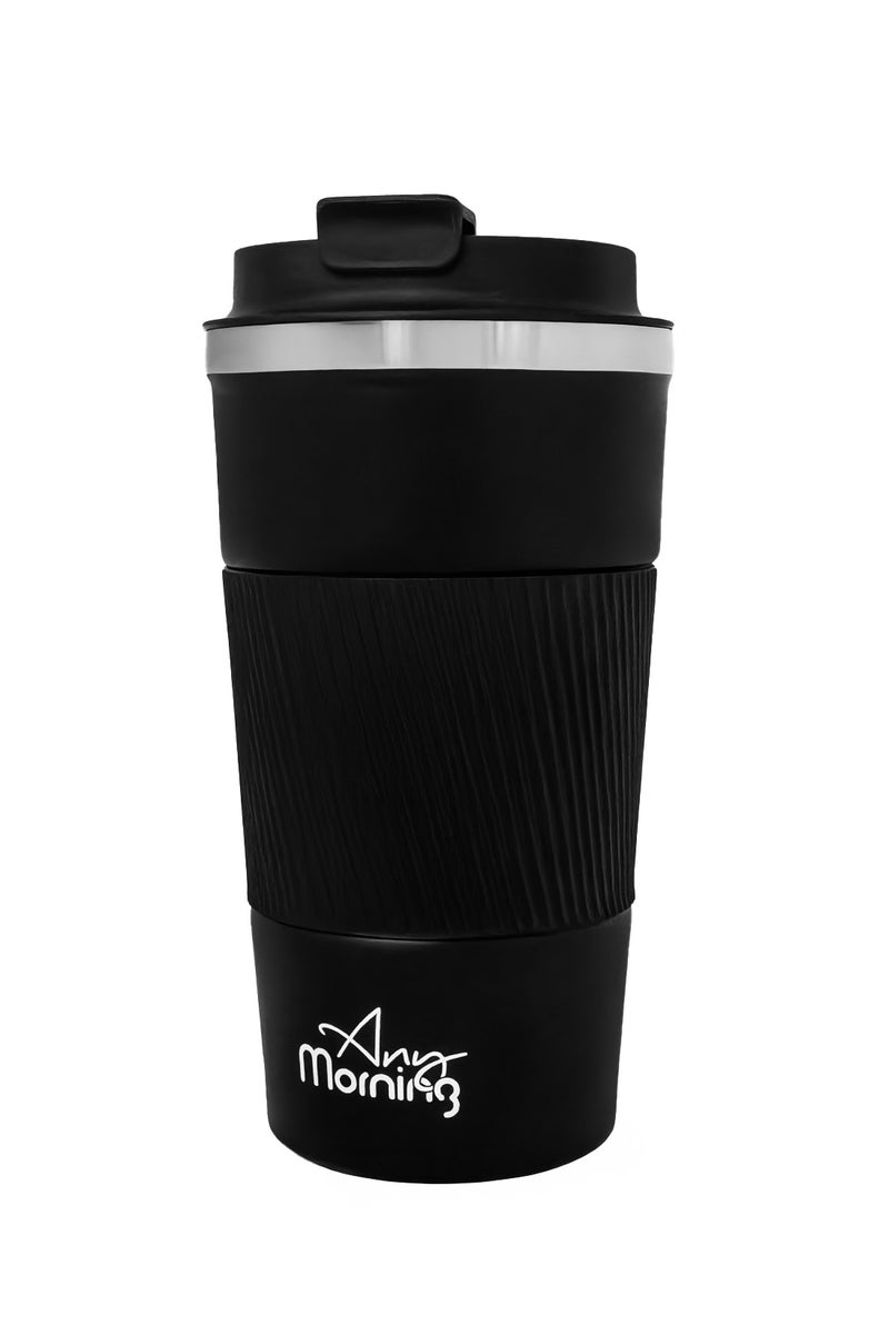 Any Morning Vacuum Insulated Coffee Mug 500ml, Double-Layer Stainless Steel, Non-Slip Silicone Grip, Leak-Proof Lid, Thermos Cup, Keeps Beverages Hot and Cold - Image 3
