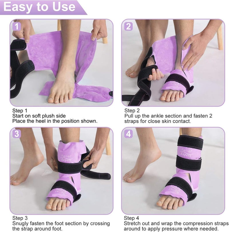 Relief Expert Ankle Ice Pack Wrap â€“ Reusable Cold Gel Pack for Foot and Heel, Dual-Sided Design with Soft Plush Lining, Flexible Cold Compress for Achilles and Ankle Support, Pink - Image 5