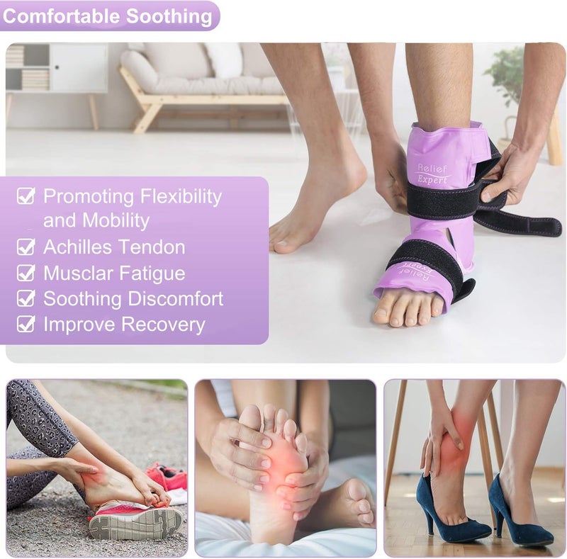 Relief Expert Ankle Ice Pack Wrap â€“ Reusable Cold Gel Pack for Foot and Heel, Dual-Sided Design with Soft Plush Lining, Flexible Cold Compress for Achilles and Ankle Support, Pink - Image 4