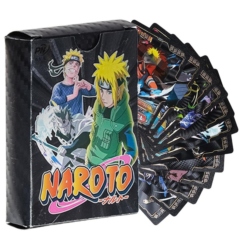FowWelt Naruto Anime Cards – 55 PCS Black Edition | Premium Foil Collector Pack | Unofficial Trading Cards for Kids & Fans | Ninja Gift for Boys & Girls Ages 6+ - Naruto Black - Image 5
