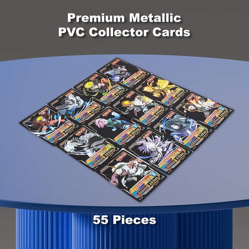 FowWelt Naruto Anime Cards – 55 PCS Black Edition | Premium Foil Collector Pack | Unofficial Trading Cards for Kids & Fans | Ninja Gift for Boys & Girls Ages 6+ - Naruto Black - Image 3