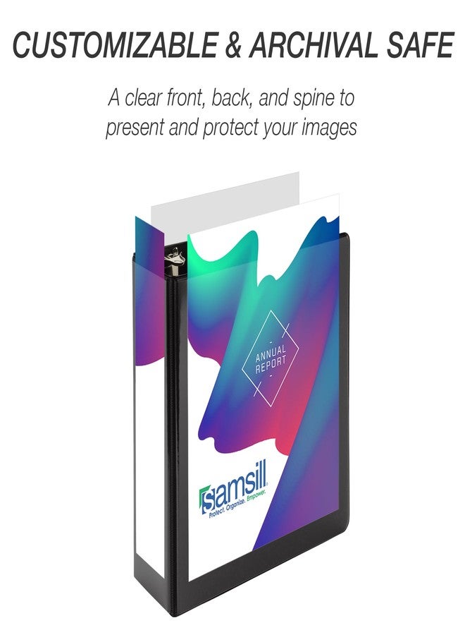 سامسيل مجلد سامسيل الاقتصادي الصغير ذو الثلاث حلقات، مقاس 2 بوصة، صنع في الولايات المتحدة الأمريكية، مجلد بحلقات دائرية، غلاف قابل للتخصيص غير لاصق، عرض 2 بوصة، عبوة من 6 مجلدات، أسود - Image 3