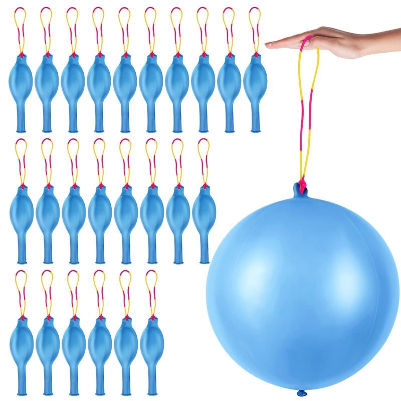 HSLCGF 24 Pcs Blue Punch Balloons Bounce with Rubber Band Handle Punching Balloon Heavy Duty for Birthday party favors Kids Blue - Image 3