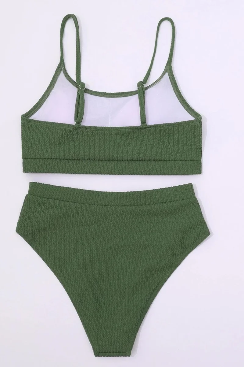 Angelsin High Waist Special Fabric Tankini Bikini Set