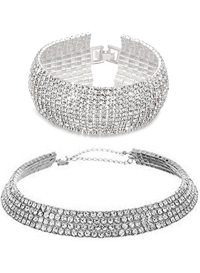 YouBella Jewelery Stylish Crystal Combo of Necklace and Bracelet Jewelery for Women and Girls Gold Medium (YBNK 5863) - Image 1