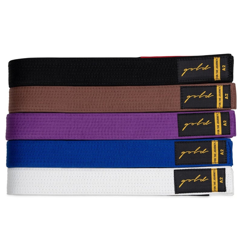 Gold BJJ Jiu Jitsu Belt Premium Belts with Rank Bar for Stripes IBJJF Competition Approved Purple A2