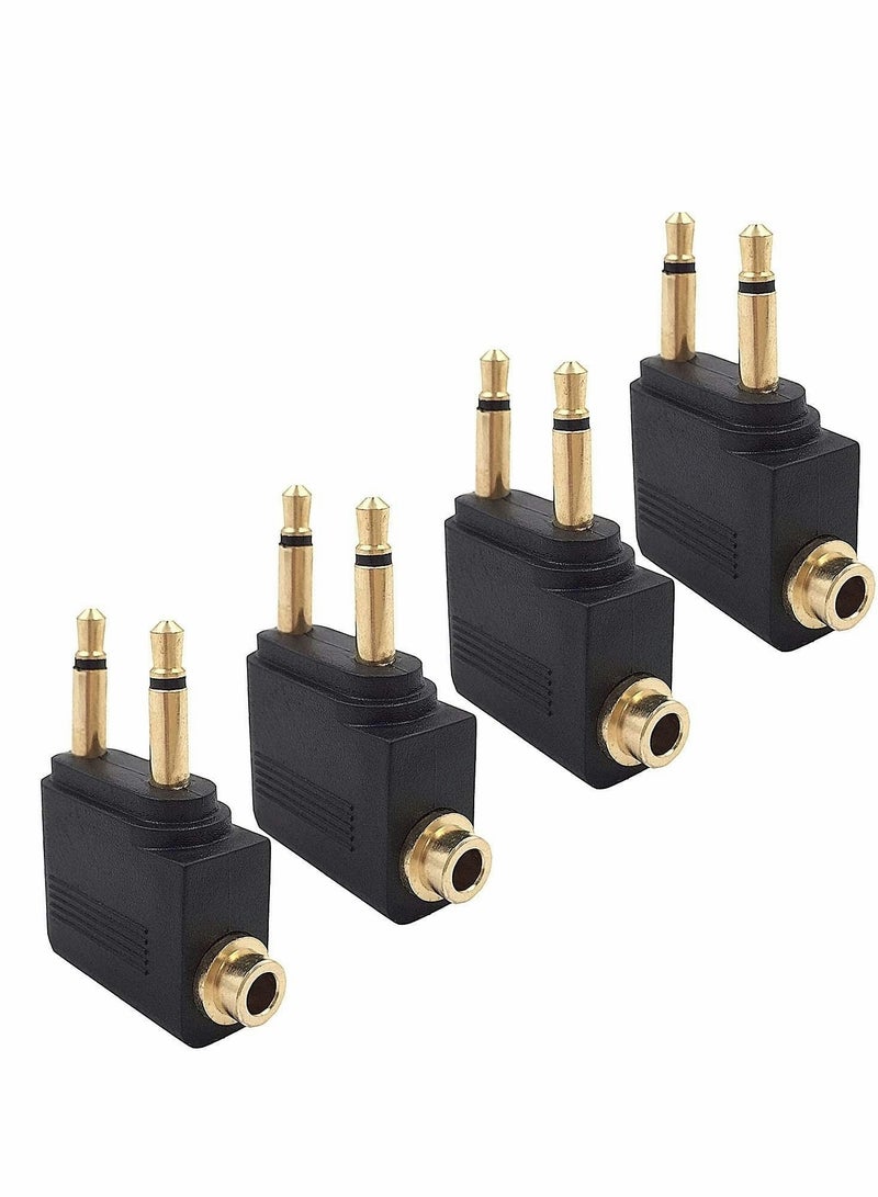 Excefore Airplane Headphone Adapter, 4 Pcs Airline Flight Headphone Converter Gold Plated 3.5mm Male to 3.5mm Female Stereo Aux Jack Headphone Adapter Compatible with More Headphones - Image 1