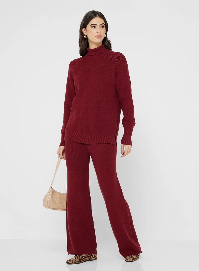 جينجر بيسيكس High Neck Relaxed Fit Sweater & Pant Set