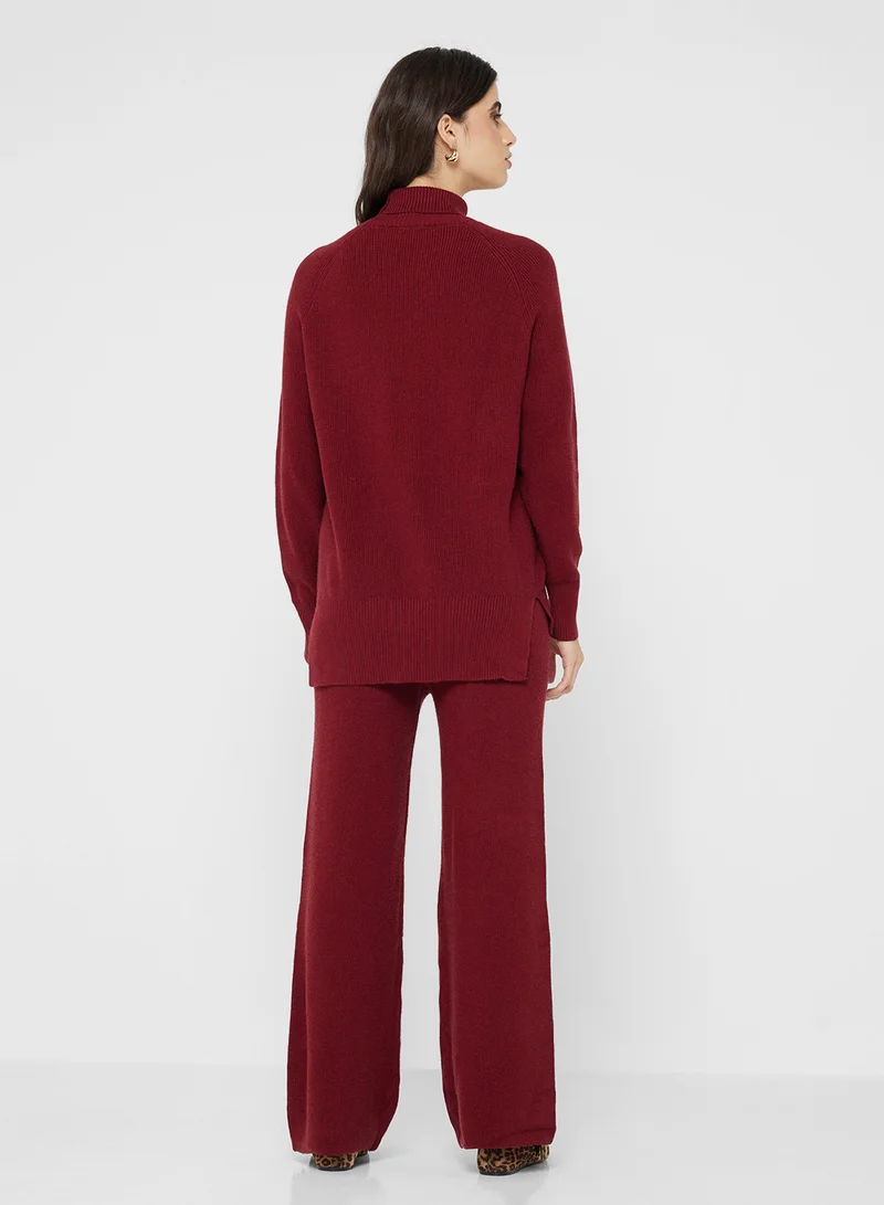 جينجر بيسيكس High Neck Relaxed Fit Sweater & Pant Set
