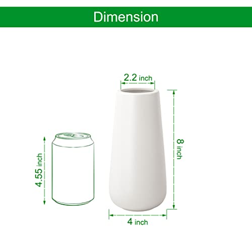 D'vine Dev 8 Inch Ceramic Flower Vase Textured Finishing, Minimalist Design for Kitchen, Bedroom, Living Room, Centerpieces, Office, Ivory, VS-XH-A-1 - Image 3
