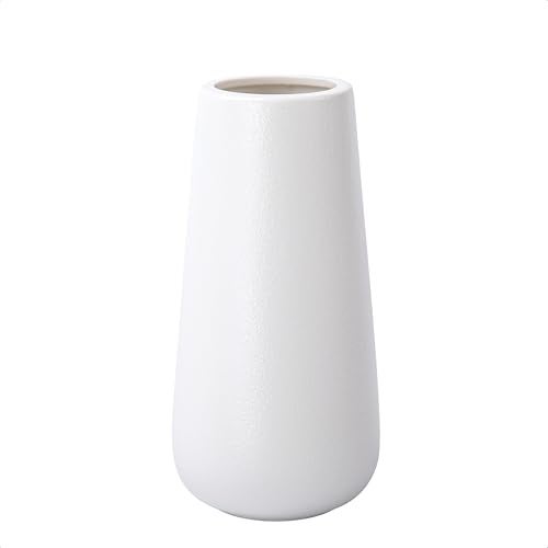 D'vine Dev 8 Inch Ceramic Flower Vase Textured Finishing, Minimalist Design for Kitchen, Bedroom, Living Room, Centerpieces, Office, Ivory, VS-XH-A-1 - Image 1