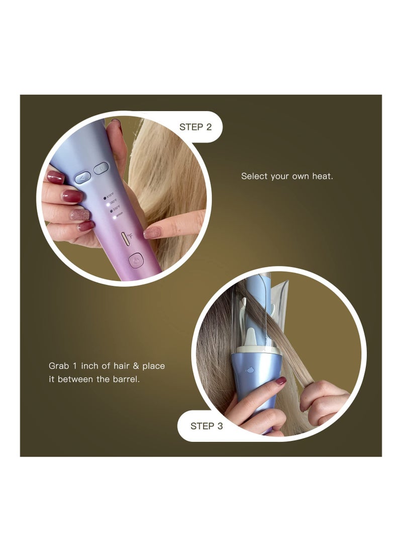 Auto Hair Curler Ion Wrap Transparent Curling Wand with 1 Ceramic Ionic Barrel and Smart Anti Stuck Sensor Pro Styling Tool for Long and Medium Length Hair