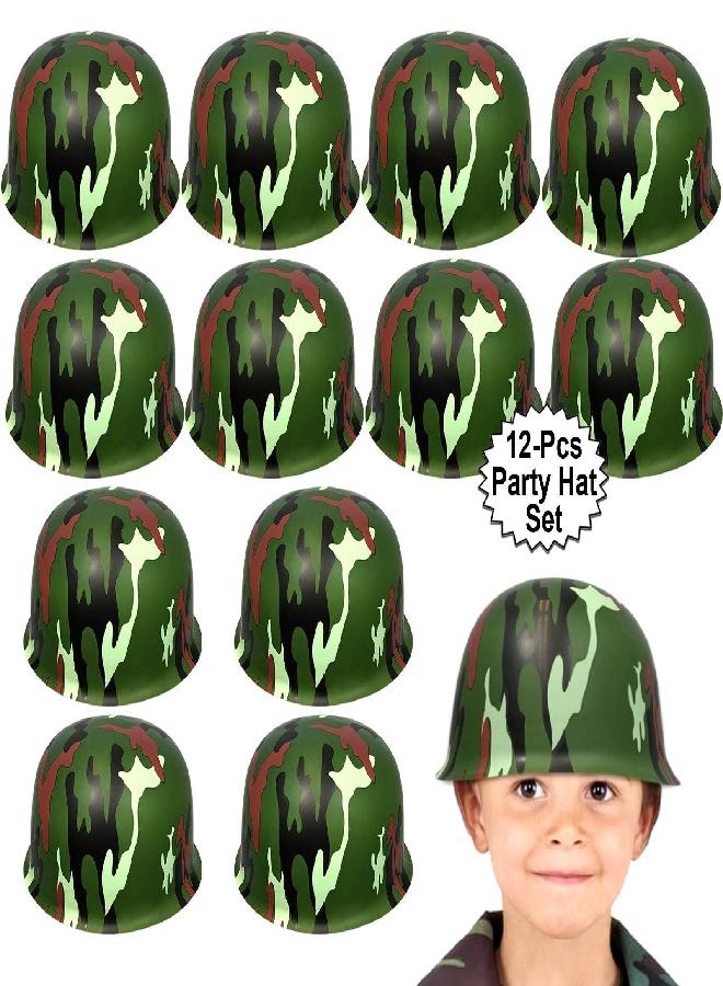 Anapoliz Anapoliz Army Helmets for Kids | 12 Count Plastic Camouflage Hats | Soldier Helmet Party Favors | Camo Costume Dress Up Hat - Image 1