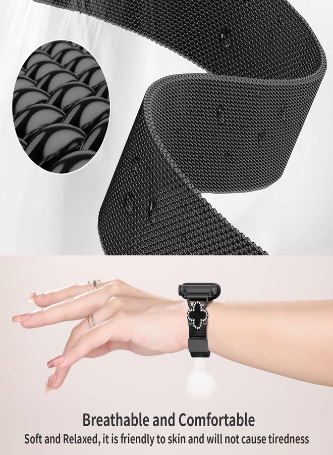 Joyozy Slim Metal Band Compatible with Apple Watch Band 38mm 40mm 41mm 42mm 44mm 45mm 46mm 49mm Skinny Magnetic Strap with Bling Charms, Cute Stainless Steel Band, Dressy Thin iWatch Bracelet for Women (Black) - Image 5