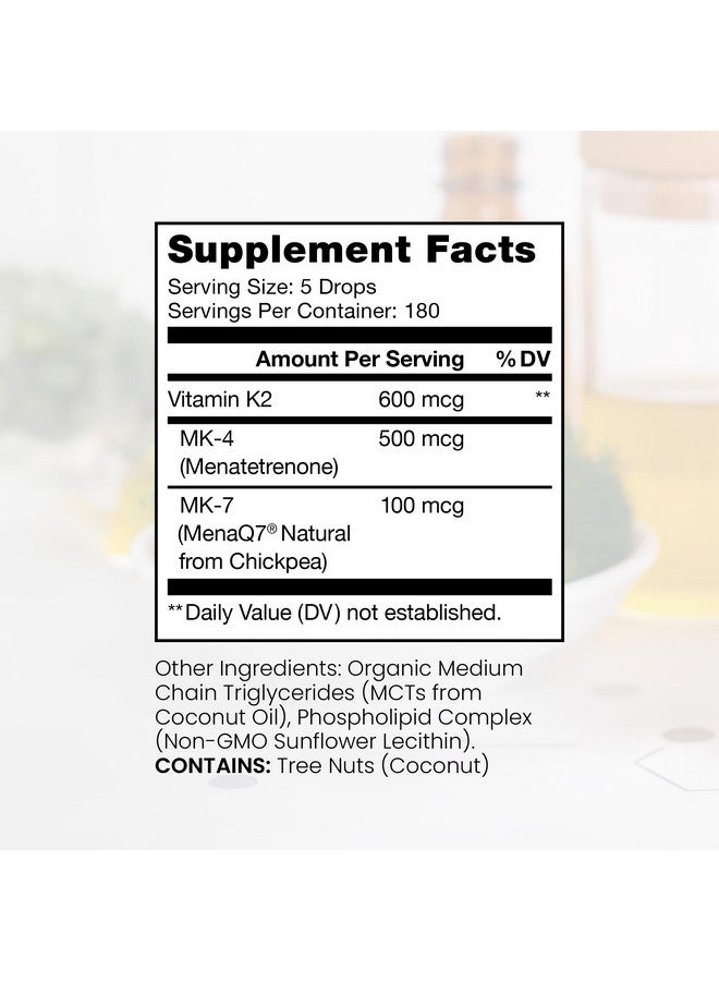 Pure TheraPro Rx Ultimate K2 Supplement | Liquid Liposomal Vitamin K2 Drops | 180 Serving | 600mcg Vegan K2 as MK4 & MenaQ7 MK7 | Supports Bone Health, Heart Health, Skin & Hair | 20 mL - Image 2