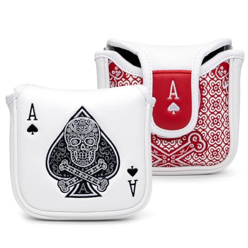 Acebirdie Golf Club Head Covers for Driver Cover Fairway Wood Cover Hybrid Cover Ace Poker Premium Leather Golf Headcovers with Interchangeable No Tags Fits Most of Drivers Woods Hybrids Mallet Putter Cover - Image 1