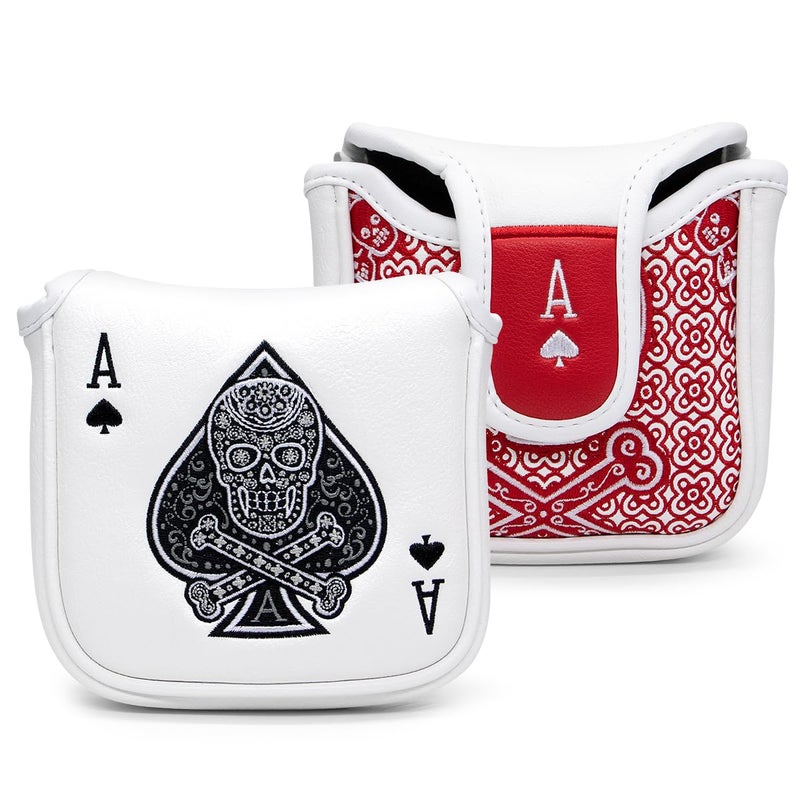 Acebirdie Golf Club Head Covers for Driver Cover Fairway Wood Cover Hybrid Cover Ace Poker Premium Leather Golf Headcovers with Interchangeable No Tags Fits Most of Drivers Woods Hybrids Mallet Putter Cover - Image 2
