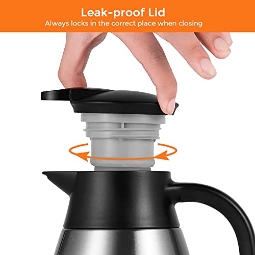 Tiken 68 Oz Thermal Coffee Carafe, Stainless Steel Insulated Vacuum Coffee Carafes For Keeping Hot, 2 Liter Beverage Dispenser (Silver) - Image 5