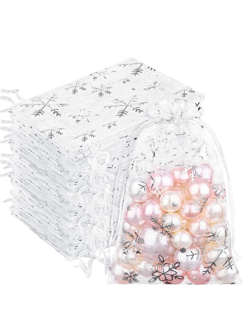 100PCS Premium Sheer Organza Bags, 10*12 CM White Wedding Favor Bags with Drawstring, Jewelry Gift Bags Makeup Favor Bags,net gift bags,drawstring goody bags for Party, Jewelry, Festival - Image 1