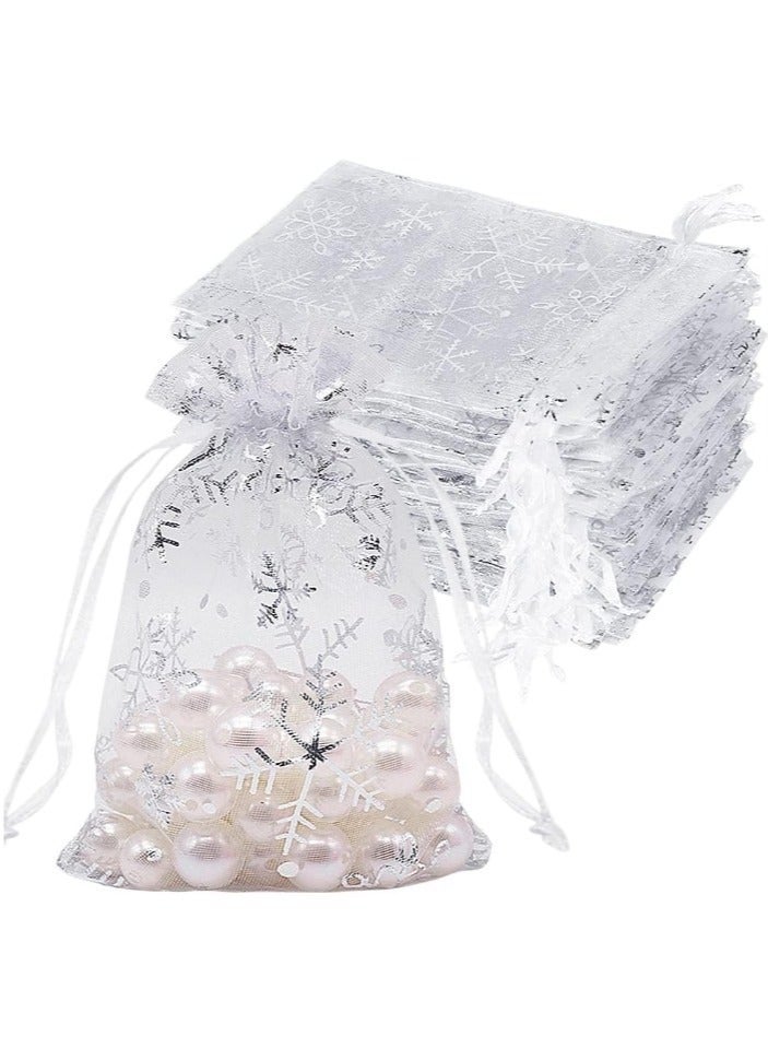 100PCS Premium Sheer Organza Bags, 10*12 CM White Wedding Favor Bags with Drawstring, Jewelry Gift Bags Makeup Favor Bags,net gift bags,drawstring goody bags for Party, Jewelry, Festival - Image 2