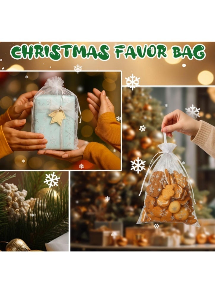 100 Pcs Premium Sheer Organza Bags, 10*12 CM White Wedding Favor Bags with Drawstring,  Christmas Organza Gift Bags Jewelry Gift Bags Makeup Favor Bags,net gift bags,drawstring goody bags - Image 5