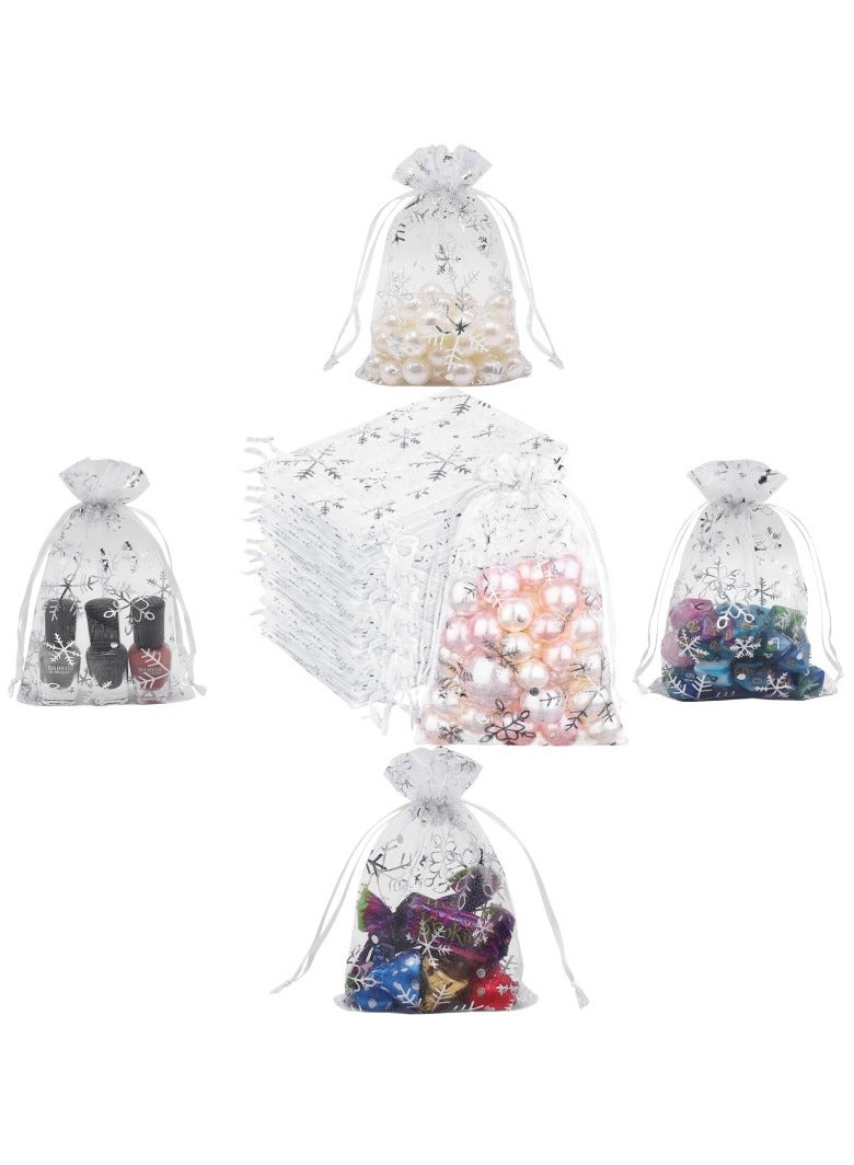 100 قطعة من أكياس الأورجانزا الشفافة الفاخرة، مقاس 10*12 سم، أكياس هدايا زفاف بيضاء برباط سحب، أكياس هدايا أورجانزا لعيد الميلاد، أكياس هدايا مجوهرات، أكياس هدايا مكياج، أكياس هدايا شبكية، أكياس هدايا برباط سحب. - Image 1