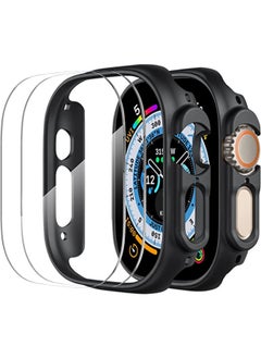 8 Pack Smiling Case and Screen Protector Compatible with Apple Watch Ultra 49mm 2 Pack Matte Hard PC Bumper Case NO Screen Protector 2 Screen Protector Shockproof Protective Case Black