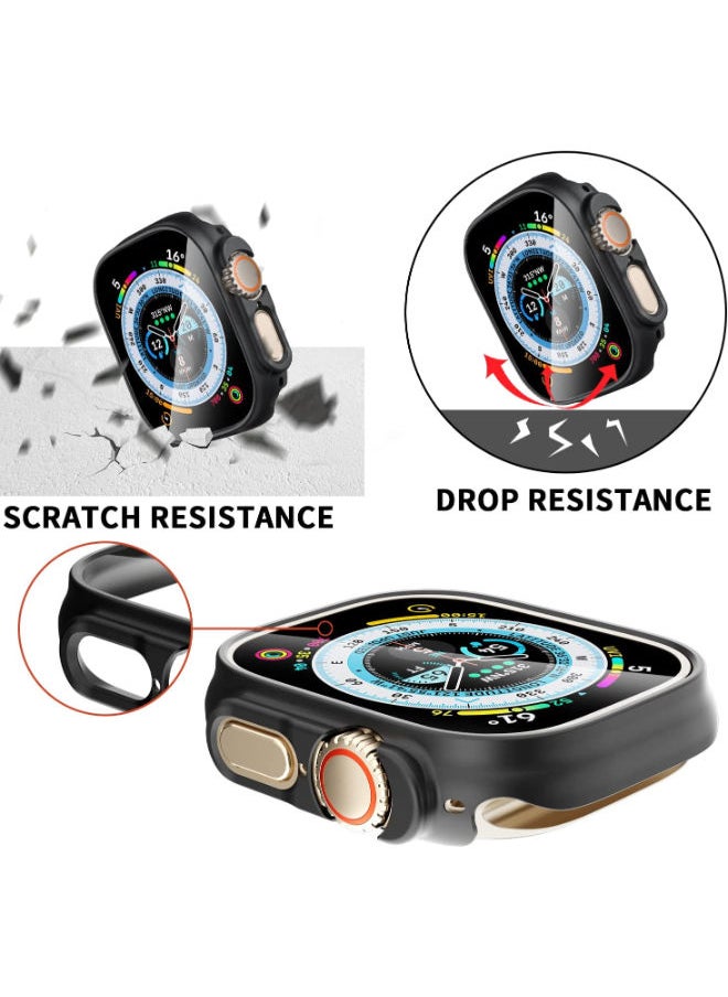 SHOPI - 8 Pack Smiling Case and Screen Protector Compatible with Apple Watch Ultra 49mm 2 Pack Matte Hard PC Bumper Case NO Screen Protector 2 Screen Protector Shockproof Protective Case Black - Image 1