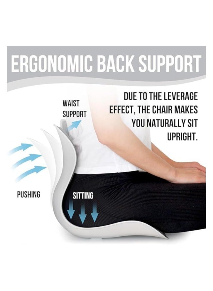كرسي مريح شديد التحمل مع دعم للظهر والفقرات القطنية، وسادة تصحيح الوضعية لالام اسفل الظهر، وسائد قماشية، مقعد صغير للاستخدام في المنزل والمكتب والسيارة، مقعد 38 سم، ظهر 35 سم (اسود) - Image 2