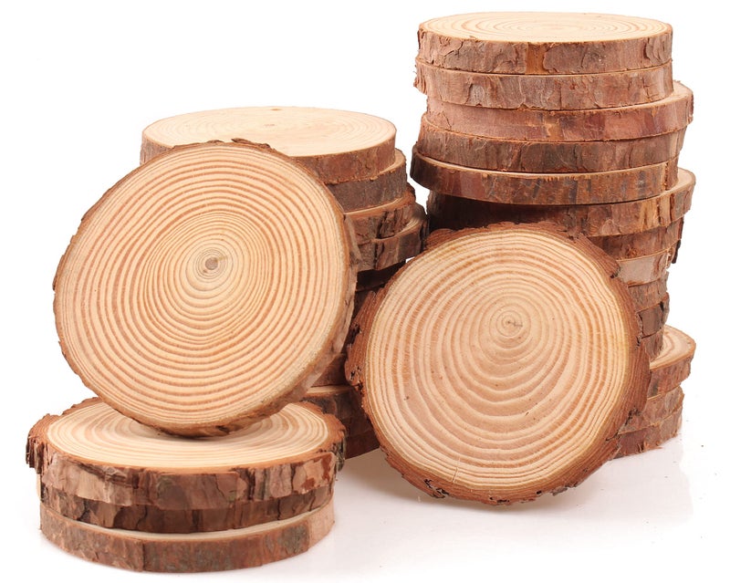 Coadura Unfinished Natural Wood Slices 30Pcs 354 Inch Round Wood Discs for Crafts Wood Christmas OrnamentsWedding Centerpieces Paintings DIY Crafts Disc Coasters