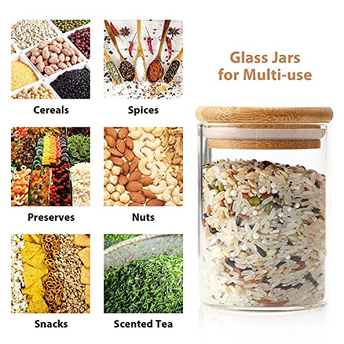 Brezzycloud 12 Set Glass Jars Set With Bamboo Airtight Lid And Lable,Spice Storage Container With Wooden Lid,Airtight Canister Jar For Kitchen ,Coffee,Beans,Candy,Nuts,Herbs (Set Of 12,220Ml),Clear - Image 5