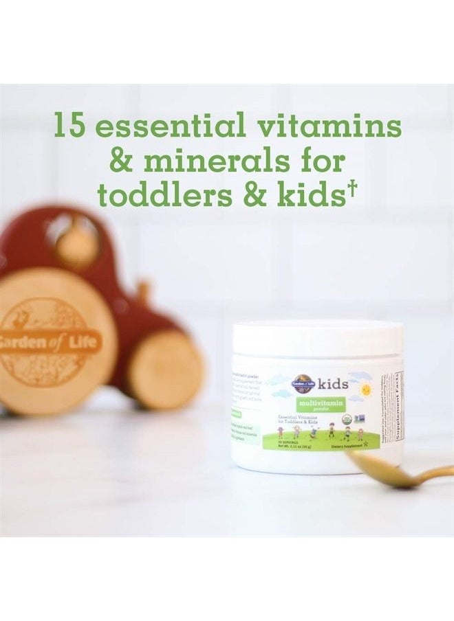 Garden of Life - Kids Multivitamin Powder, Daily Vitamins and Minerals for Toddlers & Kids - Organic Toddler Multi Powder with 15 Vitamin C, D3, Zinc for Healthy Growth - Gluten Free - 30 Day Supply - Image 1